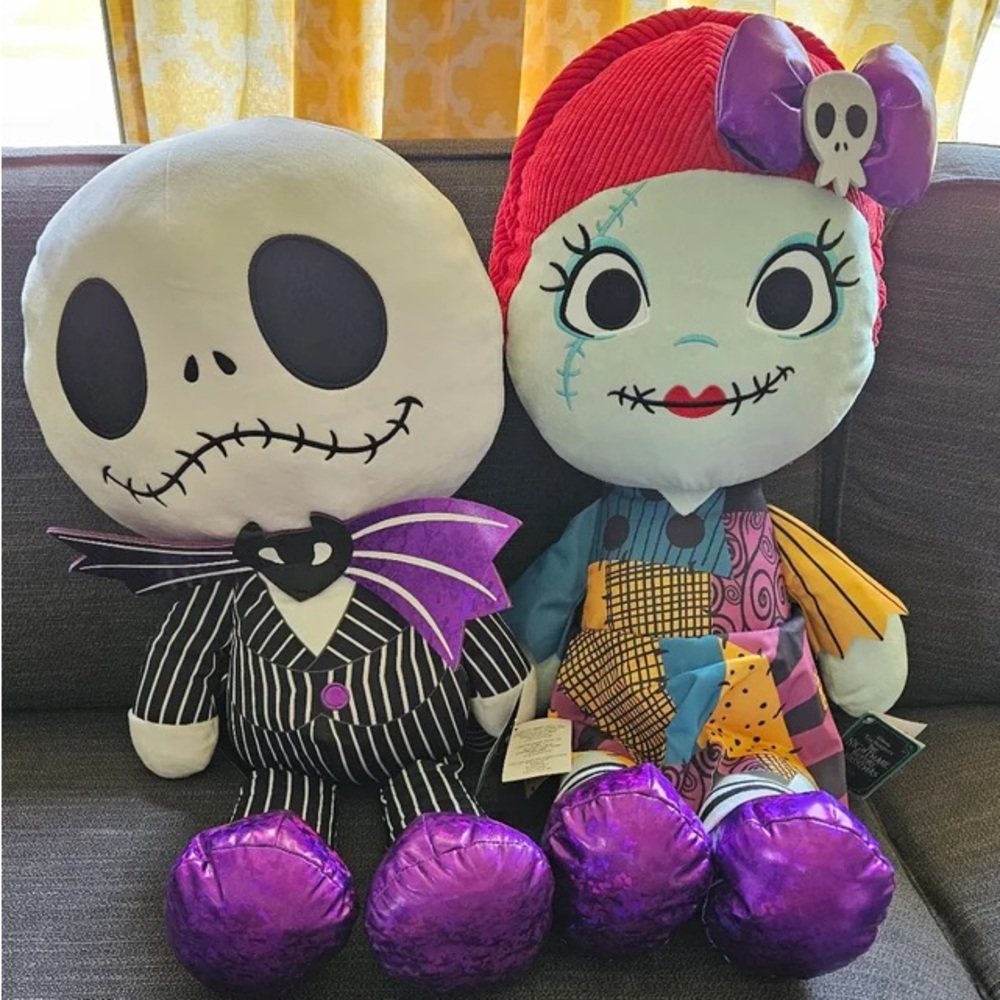 Disney JUMBO Nightmare Before Christmas Jack and Sally 32" Plush Toy Set of 2